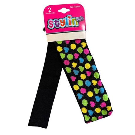 Stylin' Girls 2 Piece Headbands in Colorful Polkadot Hearts Design