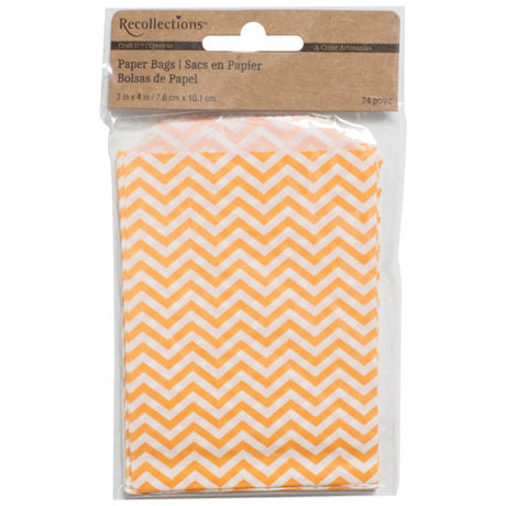 24 Count 3" x 4" Orange Chevron Paper Bags