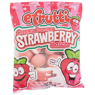 Efrutti Creamy Dreamy Strawberries Gummy Candy 3.5-oz Peg Bag Counter Display
