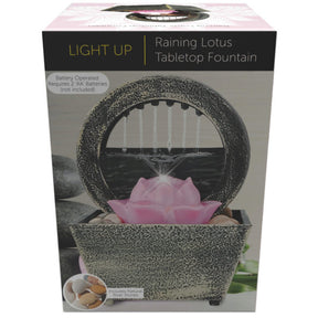 Battery-Operated LED Raining Lotus  Tabletop Fountain with Cobblestones