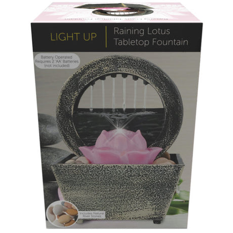 Battery-Operated LED Raining Lotus  Tabletop Fountain with Cobblestones