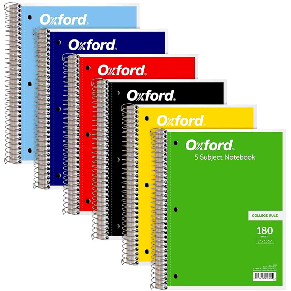 180-Sheet 5-Subject College Ruled Notebooks