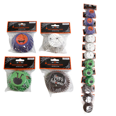 Baking Cups 50ct 2in Halloween 4ast Designs/12pc Merchstrip Pbh