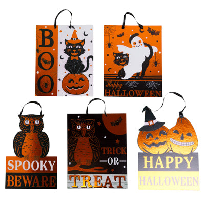 Wall Plaque Halloween Mdf 5ast Vintage Retro Theme W/foil Hotstamp/label
