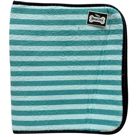 Bone Dry Machine Washable Ultra Obsorbent Green Stripe Embroidered Paw Pet Feeding Mat