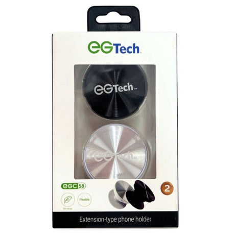 EG Tech 2 Pack Round Pop-Up Expandable Phone Grip and Stand Set