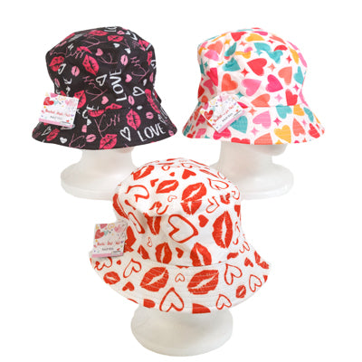 Hat Valentine 3ast Print Bucket Style Adult Size/val Ht/jhook