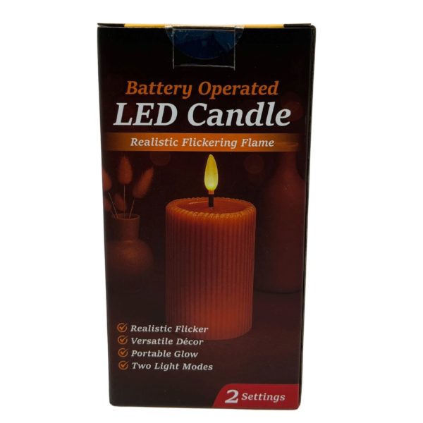 5.75" Tall Battery-Operated Realistic Brown Flickering LED Candle with 2 Settings