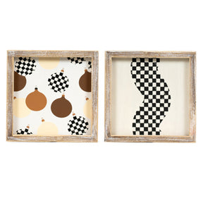 Wall Art 8x8x1.5 Reversible Balls/squiggle Wood (9.00)