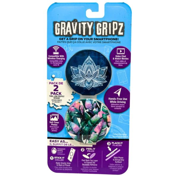 ReTrak Gravity Gripz Double Pack Hands-Free Phone Mount Grips - Mandala and Leaves
