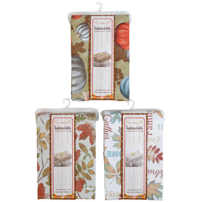 Tablecover Harvest Peva Flannelback 85gsm / 52x70in 3 Asst Sleevecard/hanger