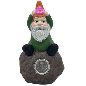 5.25 Inch Solar Garden Gnome Statue with Rock LED Light