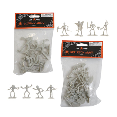 Mummy/skeleton Army 8pk Halloween Figures Party Favor/classroom Exchange/pbh