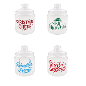 Candy Apothecary Jar  4ast Christmas Prints 6x4in Plastic/label