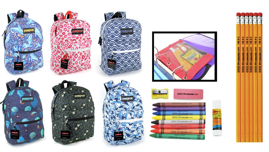 17" PureSport Graphic Backpacks & Elementary School Supply Kit Sets
