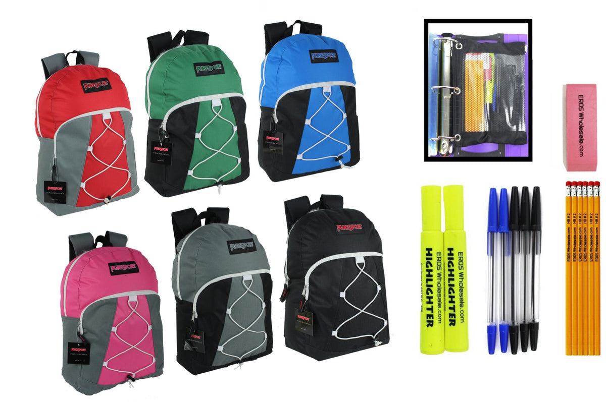 17" Classic Bungee PureSport Backpack & High School Supply Kit Sets