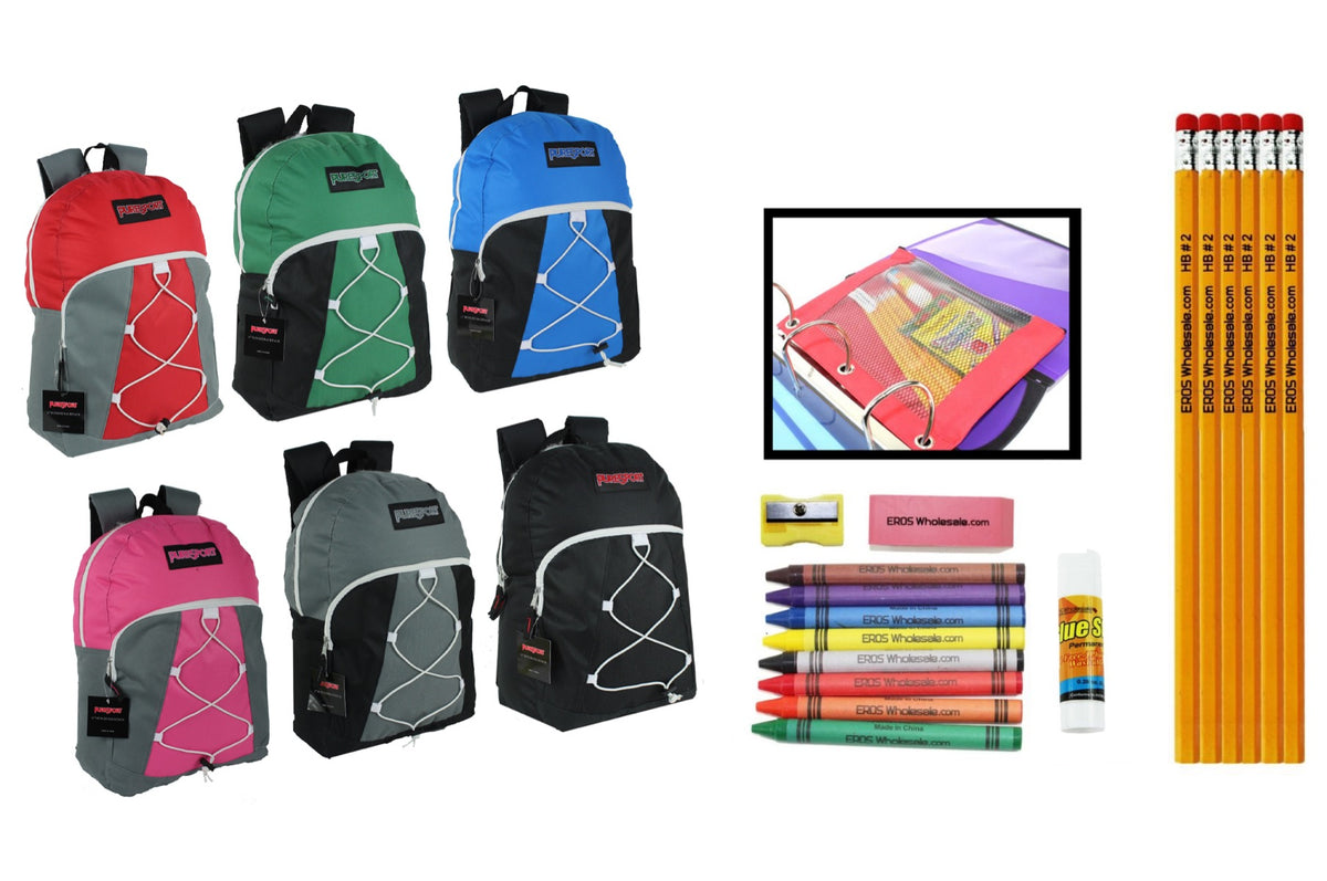 17" Classic Bungee PureSport Backpack & Elementary School Supply Kit Sets