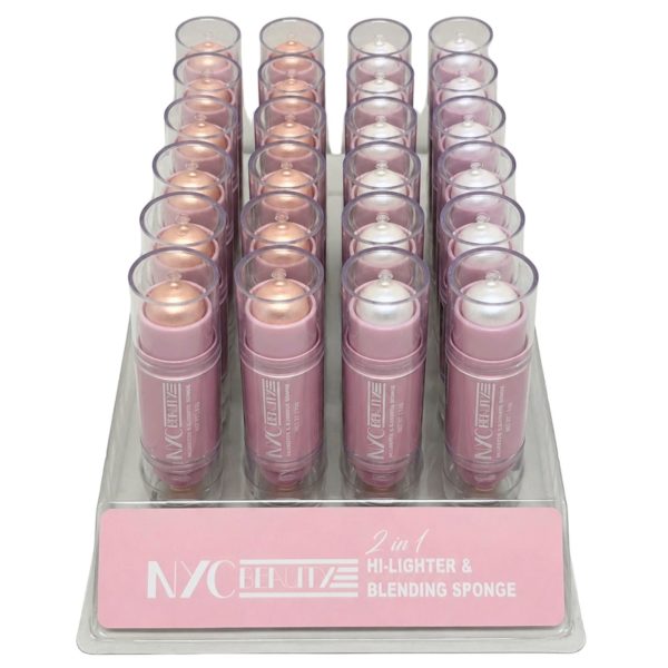 NYC Beauty Highlighter Stick with Blending Sponge in Countertop Display