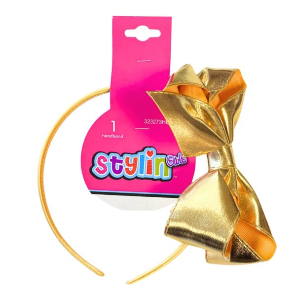 Stylin' Girls Metalic Headbands with Bow in Assorted Colors