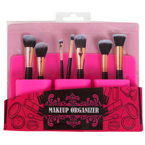 Makeup Brush Organizer 3 Pocket Miracle Cling/hot Pink Silicone 8.86 X 5.12 X 1.38in/pvc Pinkhba