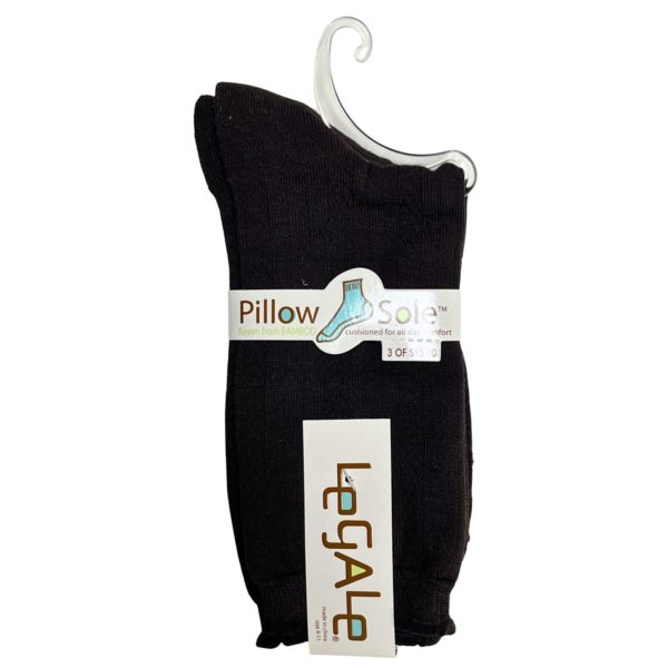 Legale 1 Pair Crew Socks Pillowsole Scallop Top Chevron Espresso Ladies Sock Size 9-11