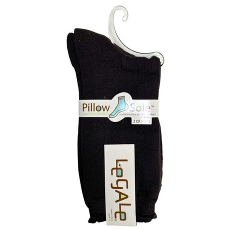Legale 1 Pair Crew Socks Pillowsole Scallop Top Chevron Espresso Ladies Sock Size 9-11