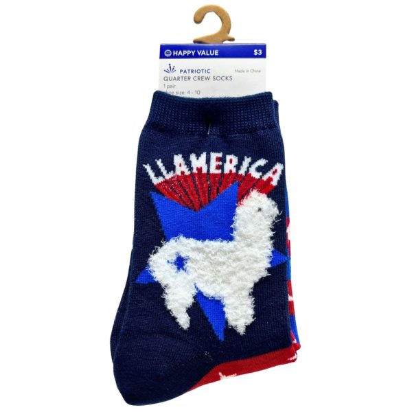 Happy Value Llamerica Quarter Crew Socks in Sizes 4-10