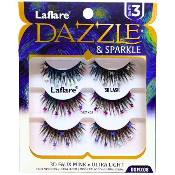 LaFlare Dazzle & Sparkle 3D Butterfly 3 Pack Lashes