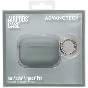 ADVANCTECH Silicone Airpod Pro Case with Circle Clip in Grey