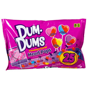 Valentine Candy Dum Dum Heartpops Asst Flavors 8.8 Oz Laydown Bag
