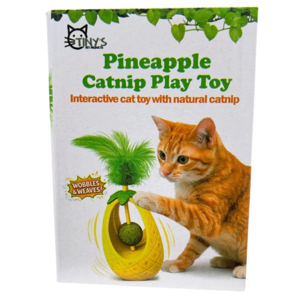 Pineapple-Shaped Heavy Bottom Catnip Toy Ball with Feathers