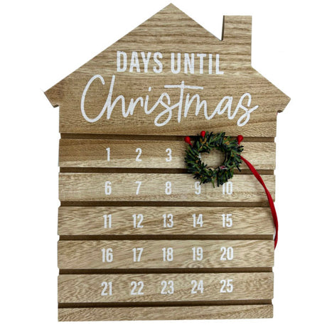 Hanging Christmas Countdown House Shape Calendar with Pendant Wreathe