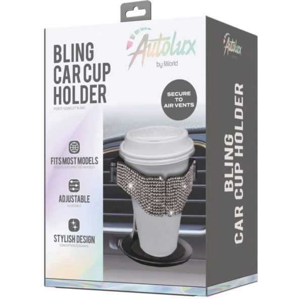 AutoLux Bling Car Cup Holder in Silver