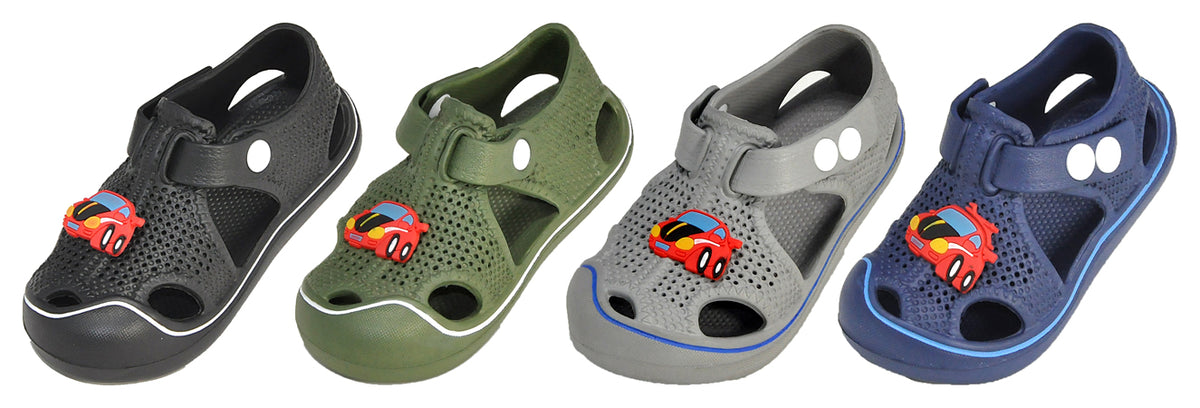 Children's Vented Toddler Sandals w/ Embroidered Racecar Patch