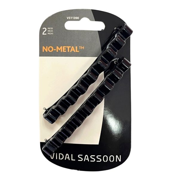 Vida Sassoon 2 Piece No Metal Black Hair Clips