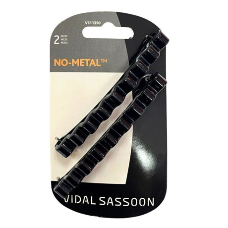 Vida Sassoon 2 Piece No Metal Black Hair Clips