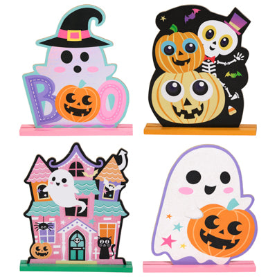 Table Decor Halloween 4asst Whimsical Designs 9.25in H Mdf/label 4ast