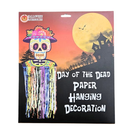 Colorful Day of the Dead Sugar Skull with Hanging Tassel Honeycomb Paper Decoration