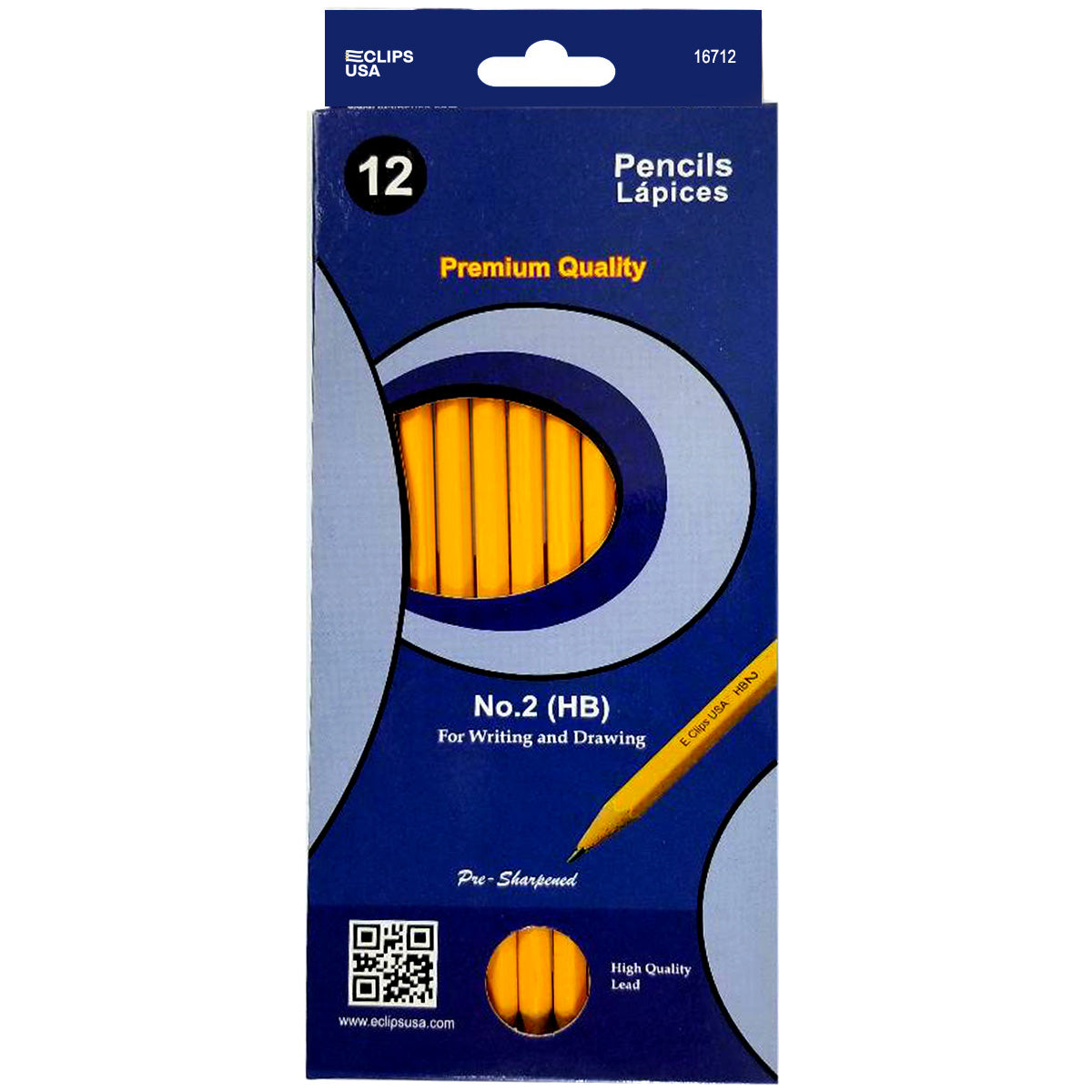 Pre-sharpened Yelow #2 HB Pencils w/ Black Lead - 12-Pack