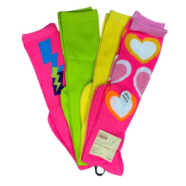 NOBO 4 Pack Knee High Socks in Pink with Hearts