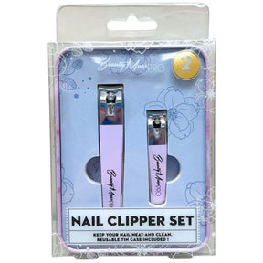 Beauty Muse Pro 2 Size Nail Clipper Set in Metal Case in Light Purple
