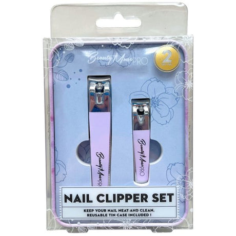 Beauty Muse Pro 2 Size Nail Clipper Set in Metal Case in Light Purple