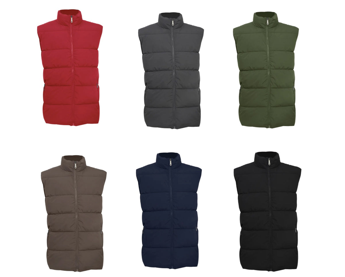Men's Berber Lined Winter Puffer Vests - Choose Your Color(s)