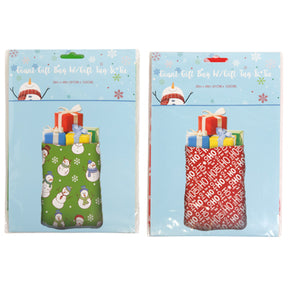 Gift Bag Giant 36x48in Pe Plst 2ast Xmas Print W/rope Tie Pb/ins .03mm Gauge