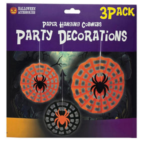 3 Piece Hanging Halloween Party Cobwebs Paper Decorations
