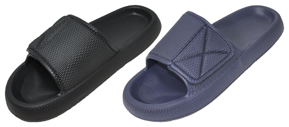Men's Barbados Pillow Slide Sandals w/ Velcro Strap & Soft Footbed