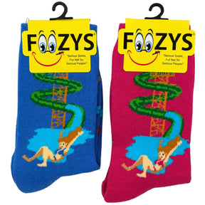 FOOZYS Crew Socks Assorted Dark Blue & Red with Water Slide Design Size 9-11