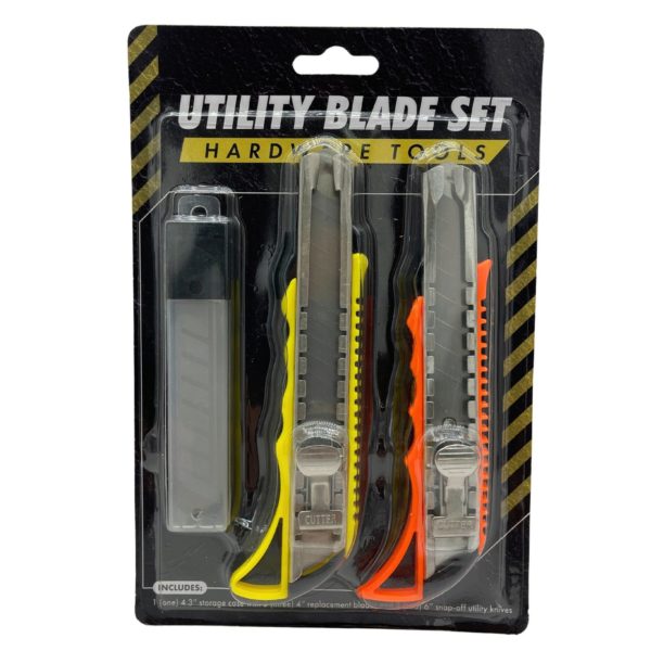Utility Blade Set with Grip Handle Cutters and 3 Extra Blades