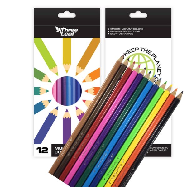 Three Leaf 12 Pack Multicolor Colored Pencils