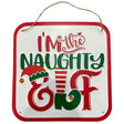 Naughty Elf Christmas Wall Sign Funny Holiday Home Decor